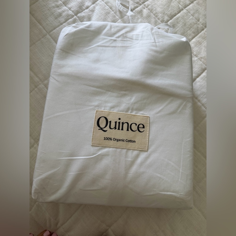 NEW Quince 100% Organic Brushed Cotton FULL Sheet Set 4 piece white